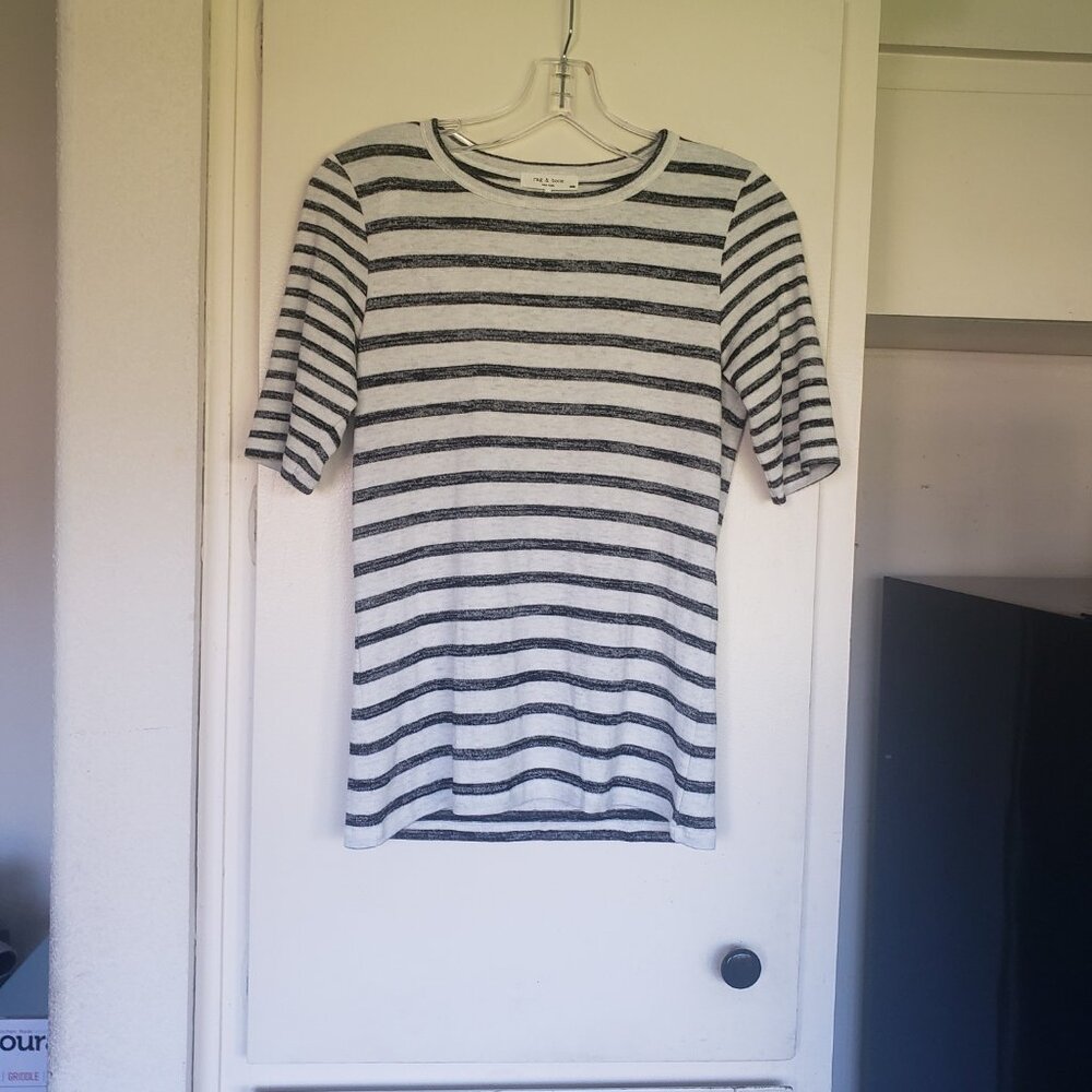 rag & Bone Black & White Striped Shirt Size Med